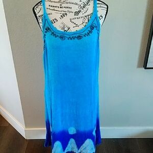 Blue Tie-Dye  Dress  Hippie Boho Flowy Summer